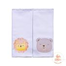kit manta flanelada liso com bordado safari