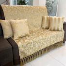 Kit Manta Floral e 4 Capas de Almofadas Dourado 45cmx45cm
