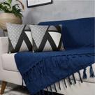 Kit Manta Para Sofá Azul + 2 Capas De Almofada Com Zíper Cor:01