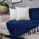 Kit Manta Para Sofá Azul + 2 Capas De Almofada Com Zíper Cor:01