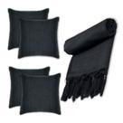 Kit Manta xalé de sofá e cama Lisa com 4 almofadas cheias Decoração