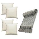 Kit Manta Xale de Sofá Grande Colmeia 2,80 x 2,20 com 4 Capas de Almofadas