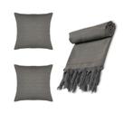 Kit Manta Xale Grande para Sofá e Cama Lisa Com 2 Capas de Almofada