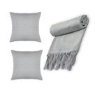 Kit Manta Xale Grande para Sofá e Cama Lisa Com 2 Capas de Almofada