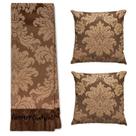 Kit Manta Xale para Sofá e Cama Jaquard com 2 Capas de almofadas