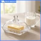 Kit Manteigueira Jarra Leiteira De Vidro Florido Mesa Posta Café Da Manhã Luxo Spring Hauskraft