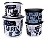 Kit Mantimentos Pb - 4 Peças Cor Preto E Branco