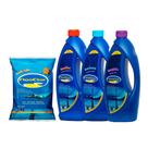 Kit manutenção limpeza piscina neoclor - cloro 1kg 3 em 1 - clarificante 1l - bordas 1l - ph+ 1l