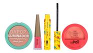 Kit Maquiagem Blush Rímel Batom Liquido Iluminador Compacto