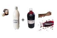 Kit Maquiagem de Terror Látex 1 litro + Sangue Falso Artificia 1 litro p/ Zumbi, Cicatriz, Cosplay