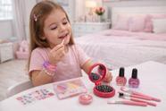 Kit Maquiagem e Cabelo Infantil Pincéis Brinquedo Criativo Cosméticos Seguros Maleta Beleza Diversão Crianças Presente