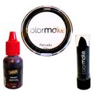 Kit Maquiagem Halloween Sangue Falso Pancake Batom Preto Kit Maquiagem Halloween Sangue Falso Pancake Batom Preto