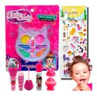Kit Maquiagem Infantil Brilho Labial Sombra Adesivo