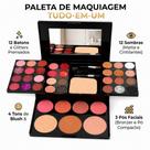Kit Maquiagem Sarah's Beauty Completa Maleta Pincel Sombras Blush iluminador Contorno Com Espelho