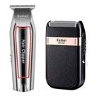 Kit Máquina Kemei KM-032 + Barbeador Elétrico Kemei KM-2024 Recarregáveis USB Profissional