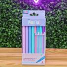 Kit marca texto+caneta esfer. gel 4 cores tons pastel