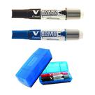 Kit Marcador Quadro Branco Azul e Preto + Apagador PILOT Kit Marcador Quadro Branco Azul e Preto + Apagador PILOT