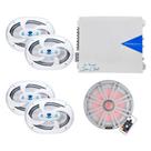 Kit Marinizado 2 Pares de Alto Falantes Quadriaxial Amplificador 1200W Alto Falante 8