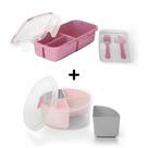 Kit Marmita Fitness C/ 4 Divisórias + Marmita Térmica 1,2 L Pote Com 3 Divisórias