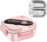 Kit Marmita Lancheira Infantil de Aço Inoxidável com Talheres Portáteis Resistentes a Vazamentos