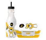 Kit Marmita Retangular + Garrafa Canudo Urso