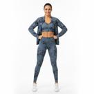 Kit Marmorizado Legging Top jaqueta Conjunto Academia