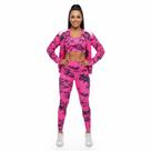 Kit Marmorizado Legging Top jaqueta Conjunto Academia