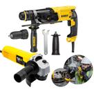 Kit Martelete Perfurador Rompedor 800W com Esmerilhadeira Lixadeira Angular 820W 11000 Rpm
