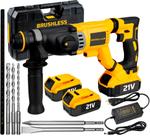 Kit Martelete Sem Fio Com 2 Baterias 21v + 4 Brocas 28mm