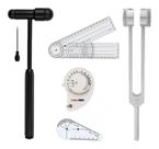 Kit Martelo Buck Preto + Trena Com IMC Retrátil + Diapasão 256hz + Goniometro Pequeno E Grande