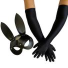 Kit Máscara Coelha + Luvas Longa Fantasia Halloween Carnaval