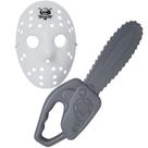 Kit Máscara E Motosserra Jason Halloween Fantasia Infantil