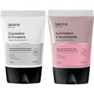 Kit Mascara Facial De Argila Branca + Rosa Clareadora Iluminadora Dermo Skin Labotrat 130g