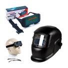 Kit Máscara Solda Automática Regulagens Internas DIN 9-13 + Óculos Soldador Escurecimento Automático