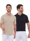 KIT Masculino 2 Peças - Camisa Polo Listrada Bege e Camisa Polo Listrada Preta KIT Masculino 2 Peças - Camisa Polo Listrada Bege e Camisa Polo Listrada Preta