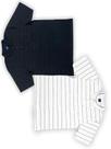 KIT Masculino 2 Peças - Camisa Polo Listrada Preta e Camisa Polo Listrada Branca