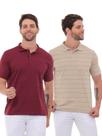 KIT Masculino 2 Peças - Camisa Polo Listrada Vinho e Camisa Polo Listrada Bege KIT Masculino 2 Peças - Camisa Polo Listrada Vinho e Camisa Polo Listrada Bege