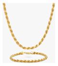 Kit Masculino Corrente E Pulseira Cordão Baiano Folheado A Ouro 18k