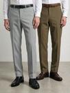 KIT Masculino de 2 Peças - Calça Social Marrom Esverdeado e Cinza Claro Tamanho:44Gênero:Maculinocor:cinza e marrom