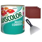 Kit Massa Corrida PVA 900ml Lukscolor + Lixa G120 + Espátula Aço