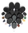 Kit massagem pedras 14 vulcânicas e 9 cristais para reiki