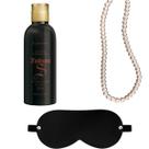 Kit Massagem Sensual Relaxante com Óleo de Massagem Madame S 120ml Colar de Pérolas e Tapa Olho Venda