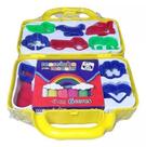 Kit Massinha Modelar C/ 06 Cores 90 Gr 09 Moldes Faca Na Maleta