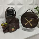 Kit Mateira e Porta Pratos Personalizado Couro Legítimo Cor Marrom - Coutre Bolsas
