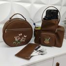 Kit Mateira e Porta Pratos Personalizado Flores Marrom Luxo