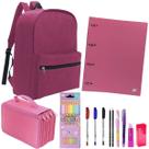 Kit Material Escolar 29 Itens Ensino Médio Fundamental Colegial Universidade Faculdade Completo Mochila Estojo Canetas