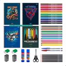 Kit Material Escolar 40 Itens Caderno 10 Materias Infantil Juvenil Ensino Medio Fundamental - Menino Kit Material Escolar 40 Itens Caderno 10 Materias Infantil Juvenil Ensino Medio Fundamental - Menino