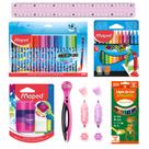 Kit Material Escolar Canetinha Giz De Cera Compasso Lapis de cor Apagavel Apontador com Borracha