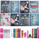 Kit Material Escolar completo 10 cadernos teens com 40 acessórios