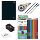 Kit Material Escolar Completo 9 Itens Econômico Tudo para o Ano Letivo